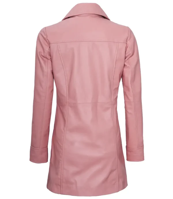 Kandis Womens Pink Real Leather Car Coat - Image 2